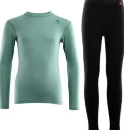 Aclima LightWool Crewneck Junior nuorten kerrasto, mintunvihreä /musta