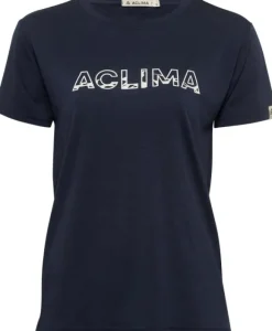 Aclima LightWool Tee Logo naisten merinopaita, tummansininen