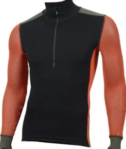 Aclima M's WoolNet Hybrid Mockneck Jet Black/Poinciana/Capulet Olive