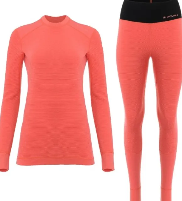 Aclima StreamWool Crewneck naisten kerrastosetti, Spiced Coral
