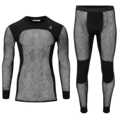 Aclima verkkokerrasto WoolNet Crewneck + Longs Jet miesten, musta