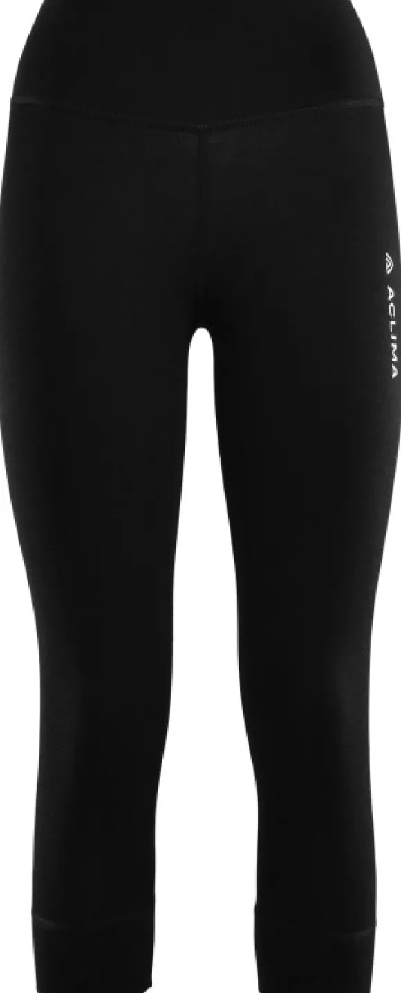 Aclima WarmWool 3/4 Longs naisten puolipitkät kerrastohousut, Jet Black