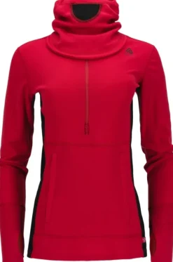 Aclima WarmWool Hoodsweater w/Zip naisten kerrastopaita, Jester Red/Jet Black