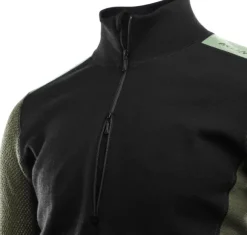 Aclima WoolNet Hybrid Mockneck kerrastopaita, musta/vihreä