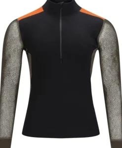 Aclima WoolNet Hybrid Mockneck kerrastopaita, Jet Black/Tarmac/Gold Flame