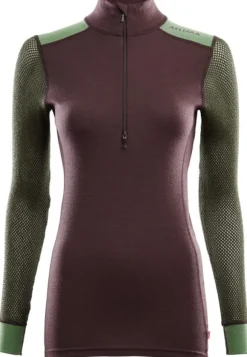 Aclima WoolNet Hybrid naisten kerrastopaita, luumunpunainen/vihreä