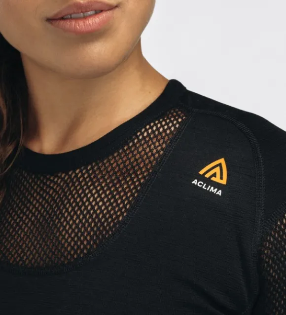 Aclima WoolNet Merino -naisten aluskerrastopaita (Jet Black)