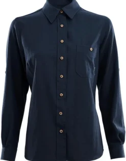 Aclima Woven Wool naisten pitkähihainen paita, tummansininen