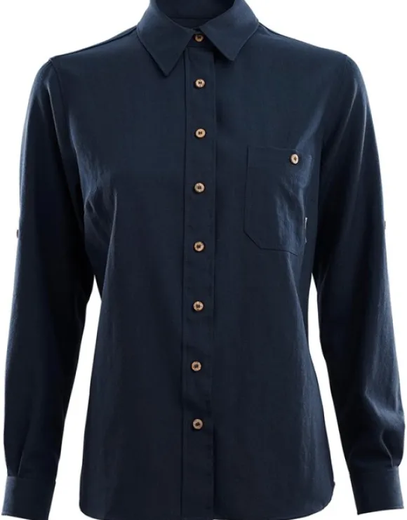 Aclima Woven Wool naisten pitkähihainen paita, tummansininen