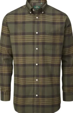 Alan Paine Ilkley Flannel Button Down Collar Shirt flanellipaita, Olive Check