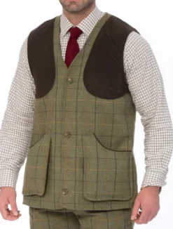 Alan Paine M's Rutland Tweed Shooting Waistcoat Dark Moss