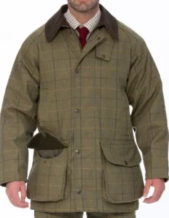 Alan Paine M's Rutland Waterproof Tweed Shooting Coat Dark Moss