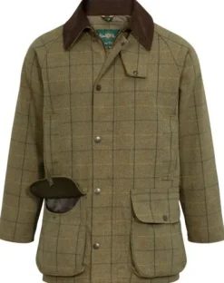 Alan Paine M's Rutland Waterproof Tweed Shooting Coat Dark Moss