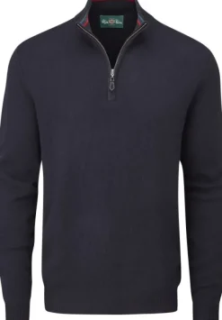 Alan Paine Streetly 1/2 Zip Mock Neck villapaita, Navy