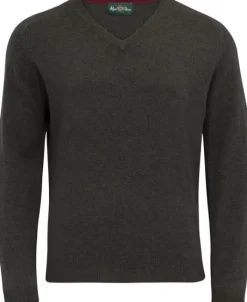 Alan Paine Streetly V-Neck Pullover lampaanvillainen pusero, tummanvihreä