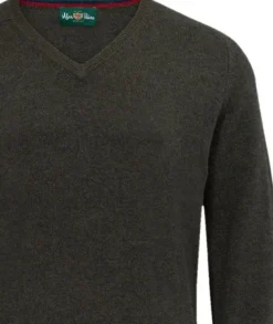 Alan Paine Streetly V-Neck Pullover lampaanvillainen pusero, tummanvihreä