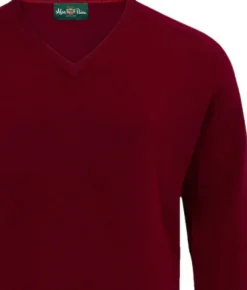 Alan Paine Streetly V-Neck Pullover lampaanvillainen pusero, viininpunainen