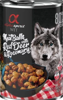 Alpha Spirit Meat Balls with Red Deer and Rosemary märkäruoka, 400 g