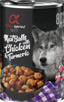 Alpha Spirit Meat Balls with Chicken and Turmeric märkäruoka, 400 g