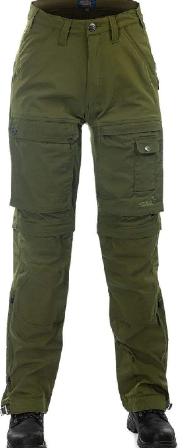Arrak Flexible Zip Off Pant naisten katkolahjehousut, vihreä