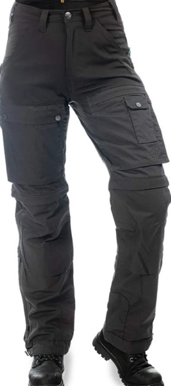 Arrak Flexible Zip Off Pant naisten katkolahjehousut, mustaharmaa