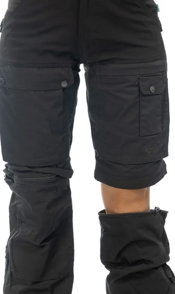Arrak Flexible Zip Off Pant naisten katkolahjehousut, mustaharmaa