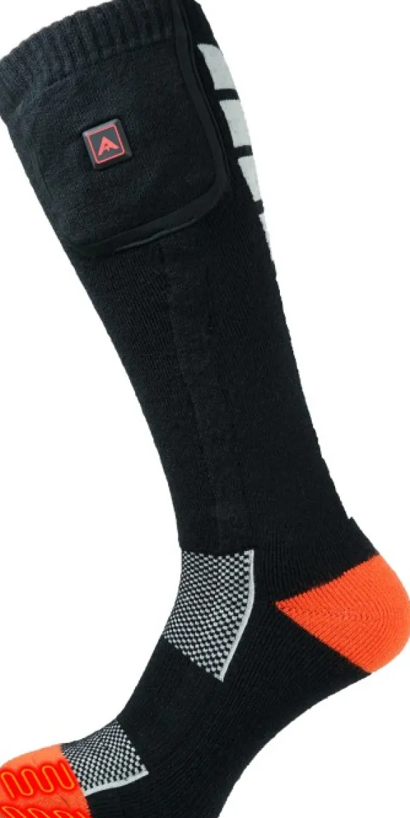 Avignon akkukäyttöiset lämpösukat, musta/oranssi/valkoinen