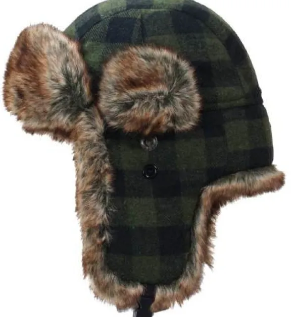 Avignon Flaps Talvihattu Vihreä Ruudullinen
