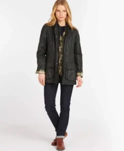 Barbour Beadnell Wax -naisten takki, Sage