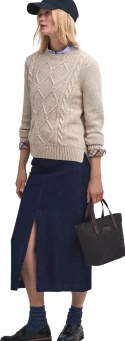 Barbour Burne Crew naisten paita, Oatmeal/Hessian Tart