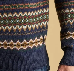 Barbour Case Fairisle Crew -villapaita, Navy Marl