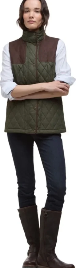 Barbour Keeper Wear Quilted Gilet naisten ampumaliivi, Olive/Ancient Tartan