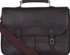 Barbour Leather Briefcase Unisex laukku, Dark Brown