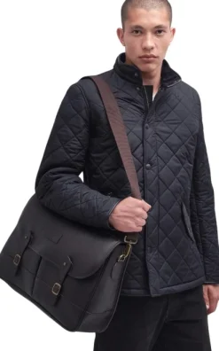 Barbour Leather Briefcase Unisex laukku, Dark Brown