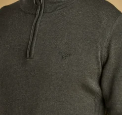 Barbour M's Cotton Half Zip Olive Marl