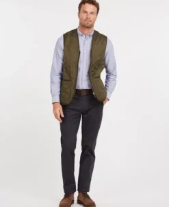Barbour M's Polarquilt Waistcoat Zip In Liner Dark Olive Check