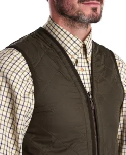 Barbour M's Polarquilt Waistcoat Zip In Liner Dark Olive Check