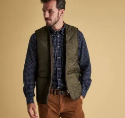 Barbour M's Polarquilt Waistcoat Zip In Liner Dark Olive Check