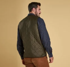 Barbour M's Polarquilt Waistcoat Zip In Liner Dark Olive Check