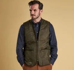 Barbour M's Polarquilt Waistcoat Zip In Liner Dark Olive Check