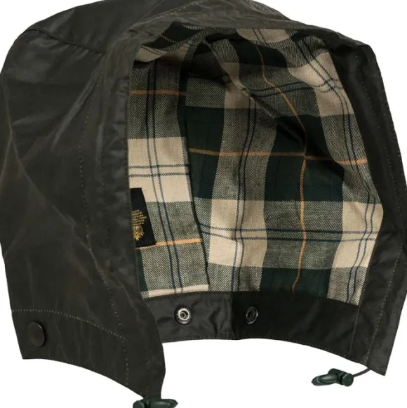 Barbour Wax Cotton Hood vahattu huppu, tummanvihreä