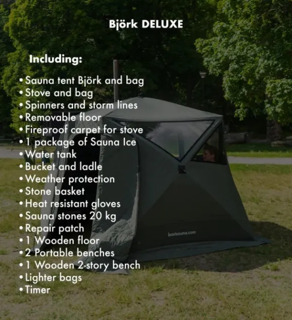 Bast Sauna Björk Delux Bastutält & Kamin 8-10 p