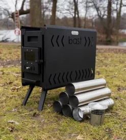 Bast Sauna Näver Premium Bastutält & Kamin 4-6 p