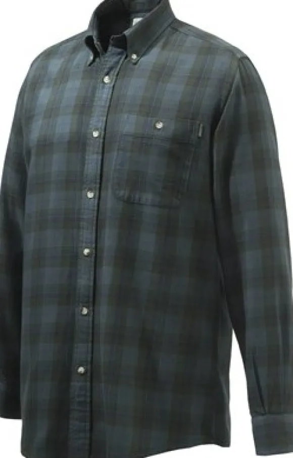 Beretta Wood Flannel Button Down Shirt kauluspaita, Beige & Green Overdyed Bark