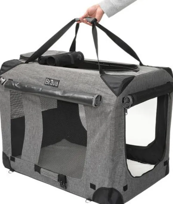 Brava Highway Dog Crate kevythäkki, L, vaaleanharmaa