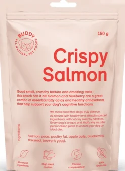 Buddy Crunchy Snack lohi ja mustikka, 150 g