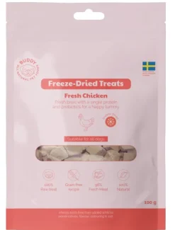 Buddy Freeze Dried Treats Singles Raw Chicken makupalat, 100g