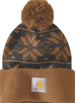 Carhartt Knit Pom Jacquard Beanie naisten pipo, Carhartt® Brown