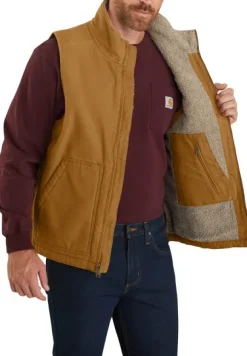 Carhartt Washed Duck Lined Mockneck Vest fleeceliivi, Carhartt® Brown