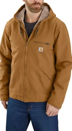 Carhartt Washed Duck Sherpa Lined Jacket takki, Carhartt® Brown